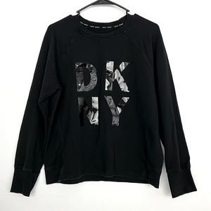 DKNY Sport Womens Sweatshirt Sz S Black Pullover Logo